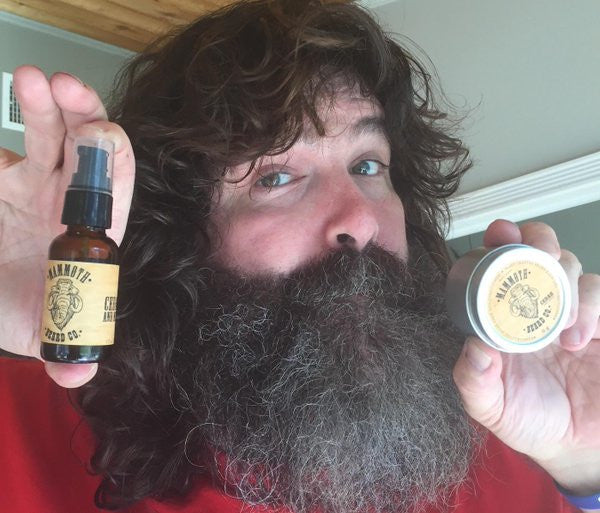 Wrestling Legend Mick Foley is rocking his Mammoth Beard Co. gear in Cedar & Mint!