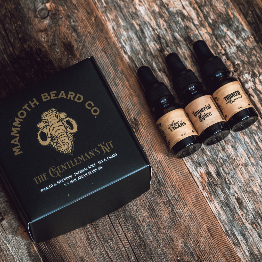 Mammoth Beard Co Argan Three Pack Gentleman&#39;s Kit Unboxed View