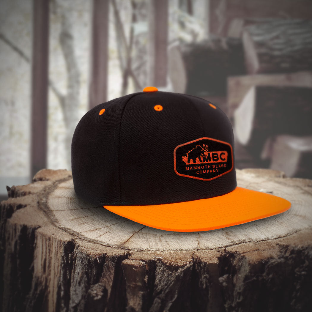 Yupoong Twin Tone Orange/Black Classic Premium Flatbrim Snapback with Retro MBC Patch