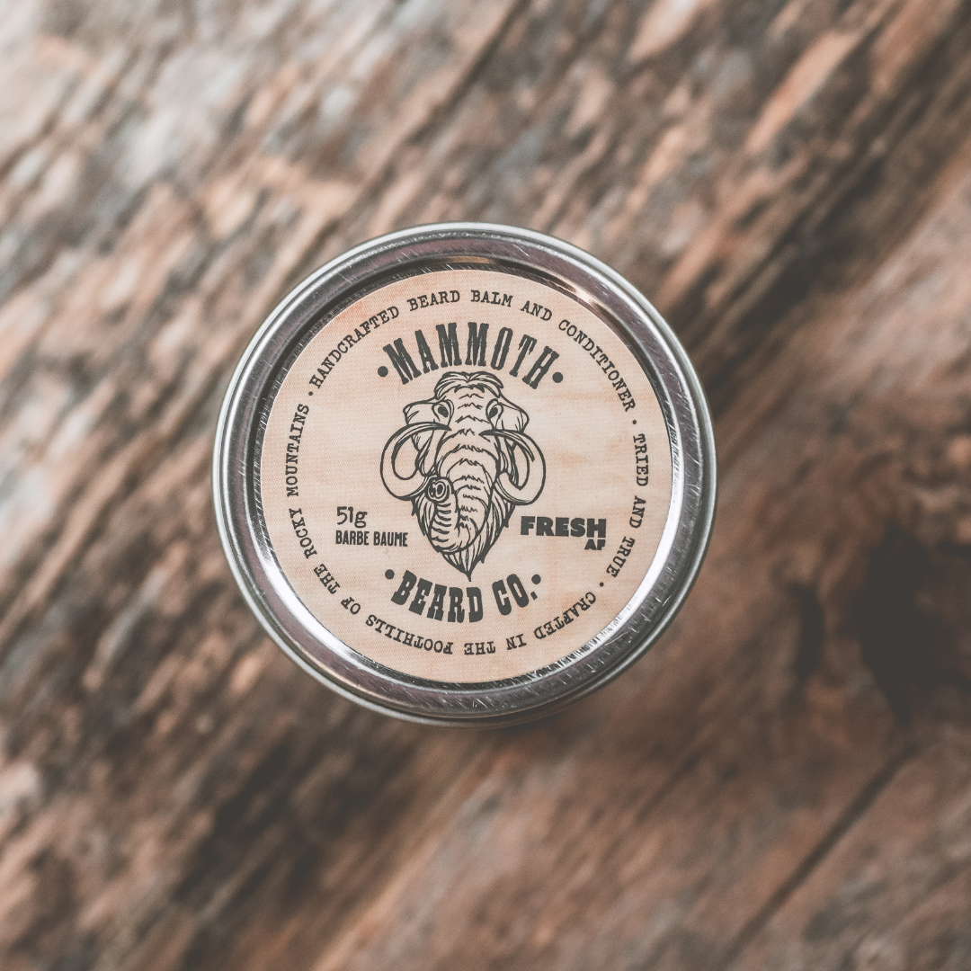 FRESH AF Beard Balm on wooden surface