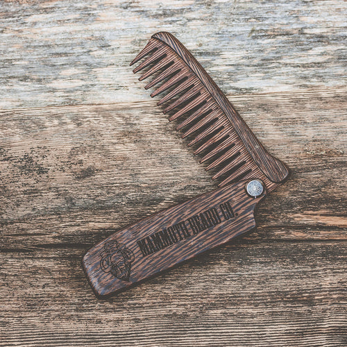 Folding Beard Comb from Mammoth Beard Co - Portable and Durable Beard Grooming Tool