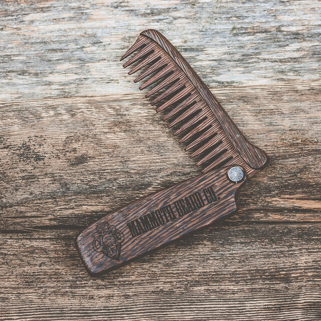 Folding Beard Comb from Mammoth Beard Co - Portable and Durable Beard Grooming Tool